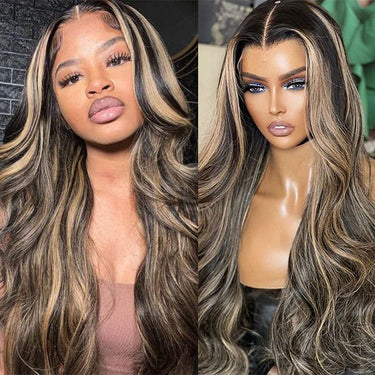 Upgrade 5x5 13x4 Crystal HD Lace Frontal Wigs Pre Plucked Highlight Body Wave Straight Balayage Human Hair Wigs