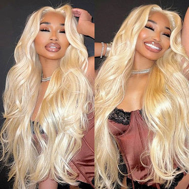 (Super Deal) 40" Long Length #613 Blonde 13x4 Lace Frontal Pre Plucked Hairline Bleached 180% Density Human Hair Wig