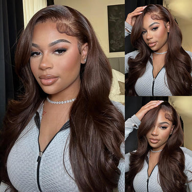 Pre Cut Lace | #4 Dark Brown Colored 13X4 6X5 Body Wave Chocolate Straight HD Lace Frontal Wigs