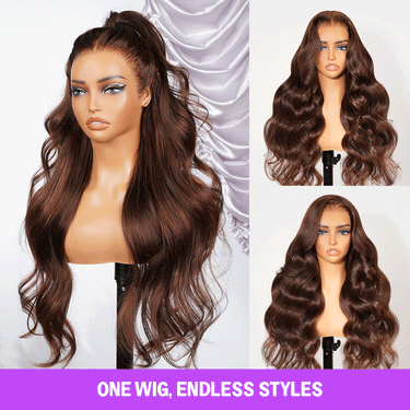 Megalook #4 Dark Brown Upgrade 13x6 Three-Go™ Glueless Wigs Fitted All Pre-Styled Parting Free