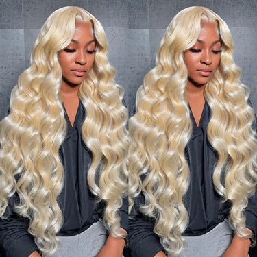 13x4 Lace Wigs 613 Blonde Straight/Body Wave Human Hair Wigs Can Dye to Pink Blue Green purple silver ginger orange Gold Color