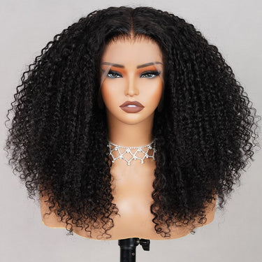 (Super Deal)Megalook Super Double Drawn Middle Part 6 Inch Deep Part Glueless Pre-Cut Boom Kinky Curl Lace Wig