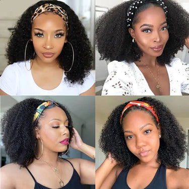 (Super Deal)20 inch Headband Wig Non-Lace Glueless Afro Curly Natural Black Human Hair Wig For Black Women