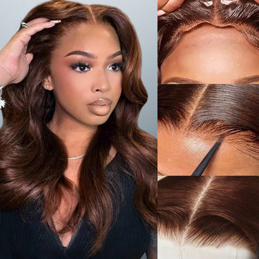 Megalook #4 Dark Brown Upgrade 13x6 Three-Go™ Glueless Wigs Fitted All Pre-Styled Parting Free
