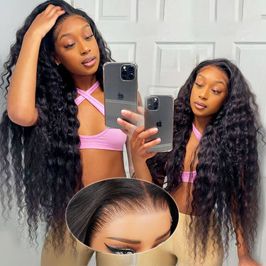 13x6 Gluless Pre-Cut Three-Go™ Lace Front Wig Loose Curly Human Hair Pull & Go Wig Transaprent Lace Pre Plucked