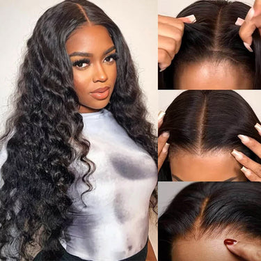 Pre Cut Lace | Glueless Lace Wigs Pre Plucked Closure Wig with Natural Hairline Loose Deep Curly Human Hair Wear And Go Wig