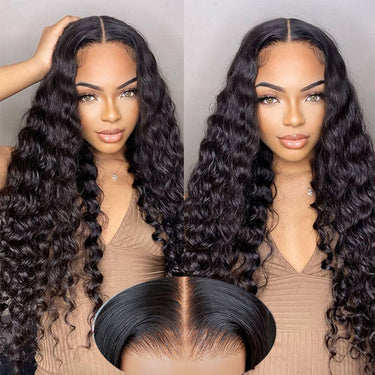 Pre Cut Lace | Glueless Lace Wigs Pre Plucked Closure Wig with Natural Hairline Loose Deep Curly Human Hair Wear And Go Wig