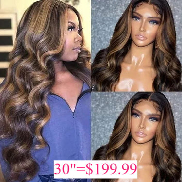 (Super Deal) Megalook 13x4 Lace Highlight P1B/30 Highlight Brown #4 Chestnut Body Wave Wig Undetectable Lace Front Wigs