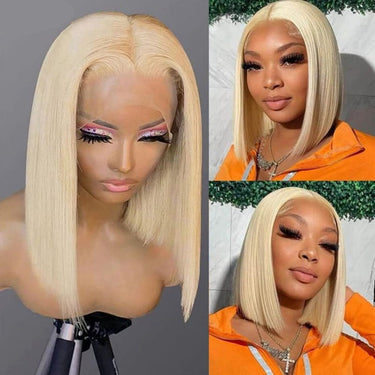 13x4 Lace Pre Plucked 613 Blonde Bob Lace Frontal Wig High Quality