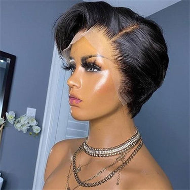 Megalook Straight Pixie Cut Wig T part Lace 13x4 Lace Front Human Hair Wigs Preplucked for Black Women Brazilian Bob Wig