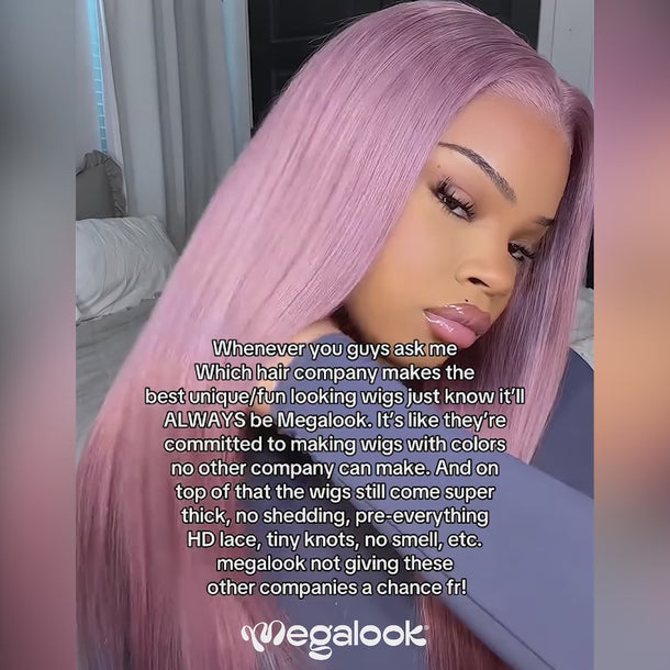 Megalook Ash Purple Lace Front Wig Video Collection