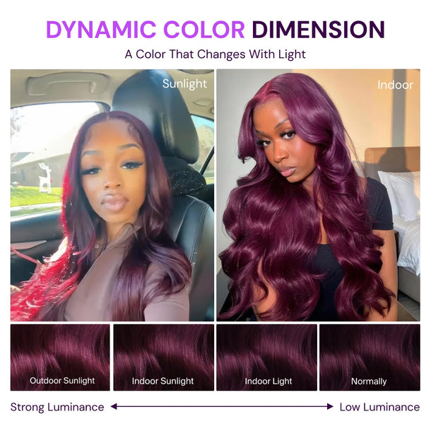 Plum 13x6 Three Go Glueless Wigs Dynamic Color &autoplay