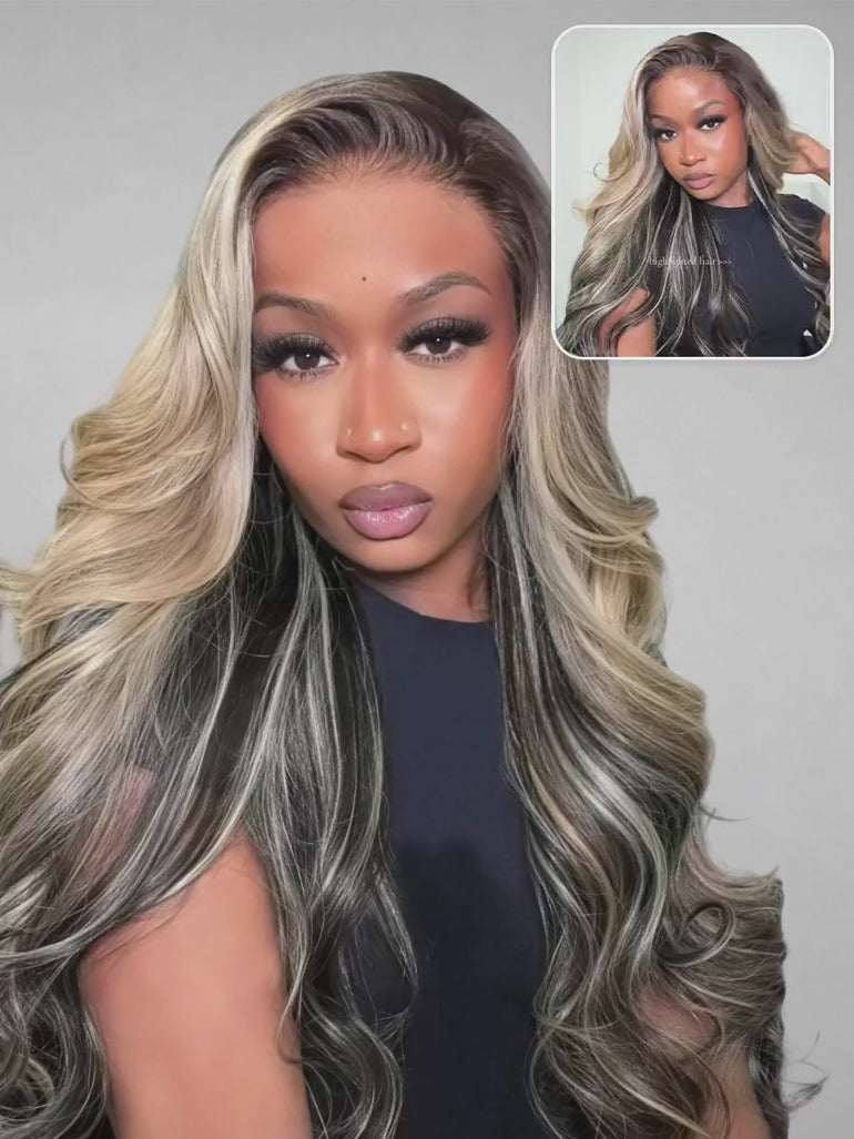 Ombre Platinum Blonde Balayage Highlight Glueless Wig &autoplay