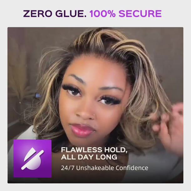 13x6 Three-Go™ Ombre Platinum Blonde Balayage Highlights Glueless Bob Wig Zero Glue &autoplay