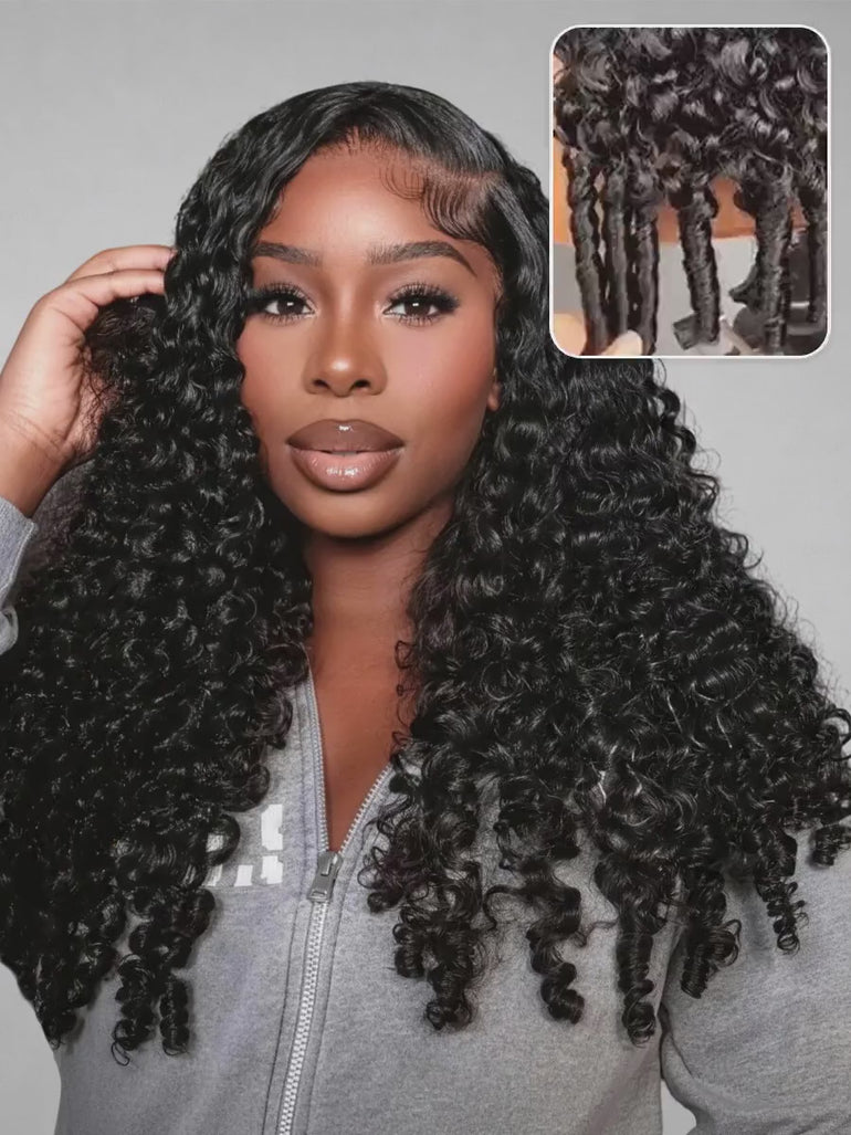 Curly 13x6 Three-Go™ Glueless Wig Burmese With Finger Coil Ends &autoplay