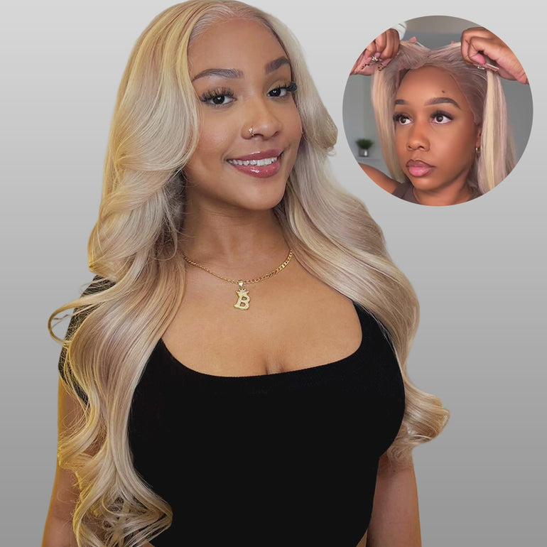10/613 Blonde Highlight 13x6 Glueless Wig &autoplay