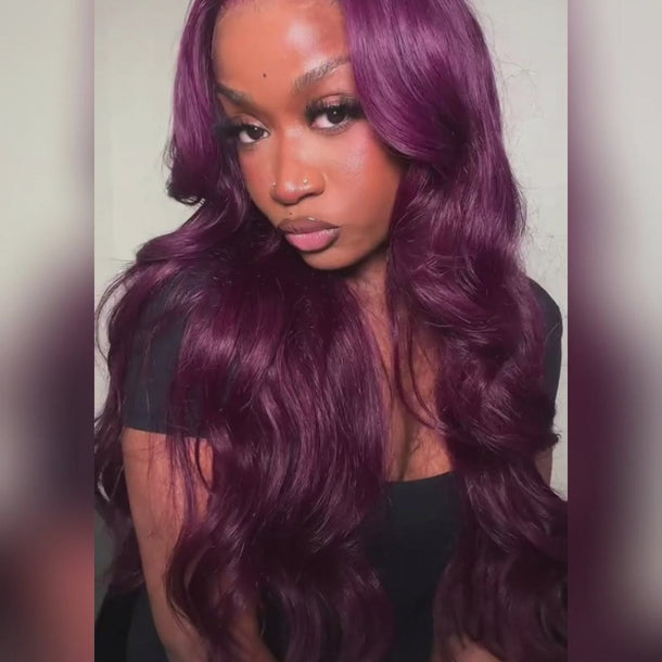 Plum Body Wave 13x6 Three Go Glueless Wig Video