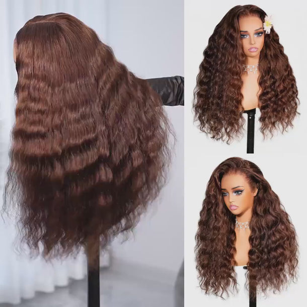 Dark Brown Bohemian Curly Glueless Wig Real Show &autoplay