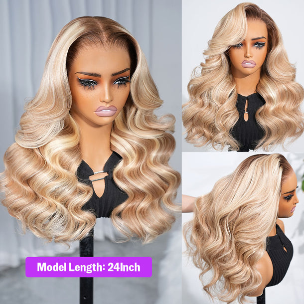 Ash Blonde Highlight Body Wave 13x6 Three-Go™ Glueless Wigs 24Inch Video Show