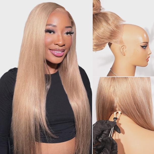 Milk Tea Brown 13x6 Three Go Wig Slip On & Adjust Drawstring &autoplay