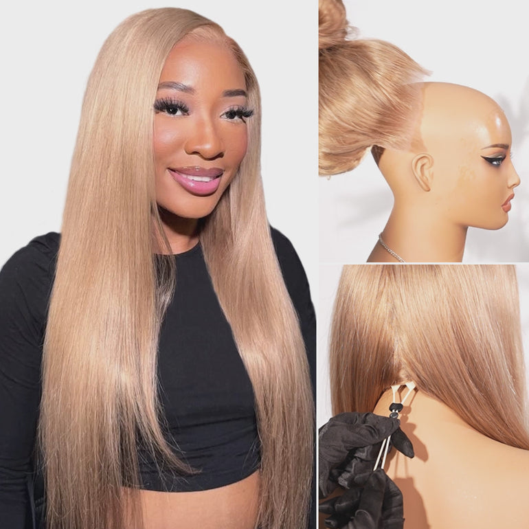Milk Tea Brown 13x6 Three Go Wig Slip On & Adjust Drawstring &autoplay