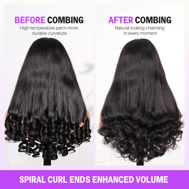Straight Wig With Spiral Curly Ends Video