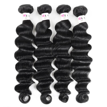 Megalook 12A Virgin Brazilian Hair Loose Deep Wave Hair 4 Bundles with 4x4 Transparent Lace Closure