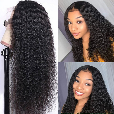 Megalook Transparent Curly Wig 13X4 Lace Front Wig 180% Density Human Wig Natural Hairline With Baby Hair