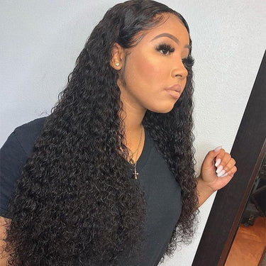 32-40 inch Long Wigs Deep/Water Wave Curly Human Hair Wig Transparent Lace Frontal Wigs